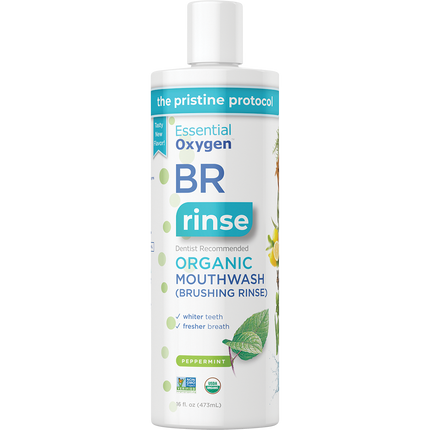 Essential Oxygen Toothpaste/Mouthwash Brushing Rinse Peppermint 473ml