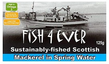 FISH 4 EVER MACKEREL FILLETS IN SPRING WATER 125G