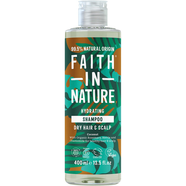 FAITH in NATURE Shampoo Hydrating Coconut 400ml | Reusable Straw