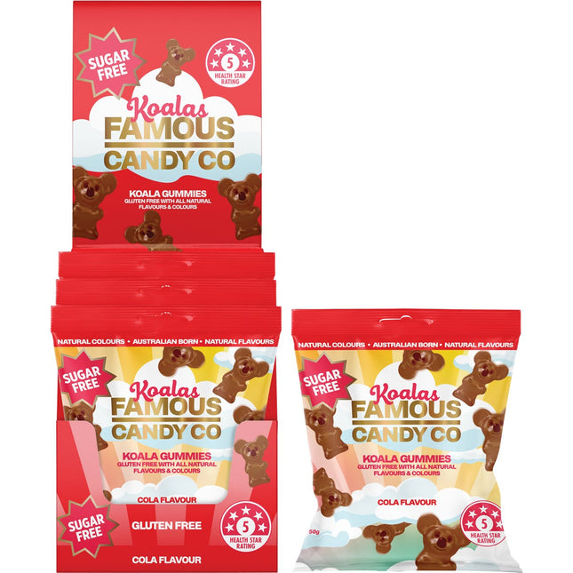 FAMOUS Sugar Free Candy Koala Gummies Cola Flavour 10x50g | Snack