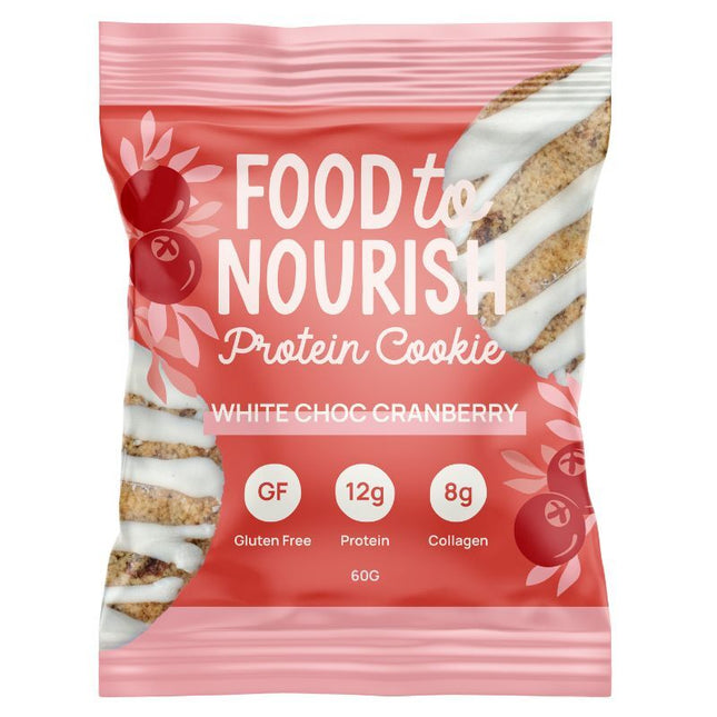 FOOD TO NOURISH PROTEIN COOKIE WHITE CHOC CRANBERRY 60G