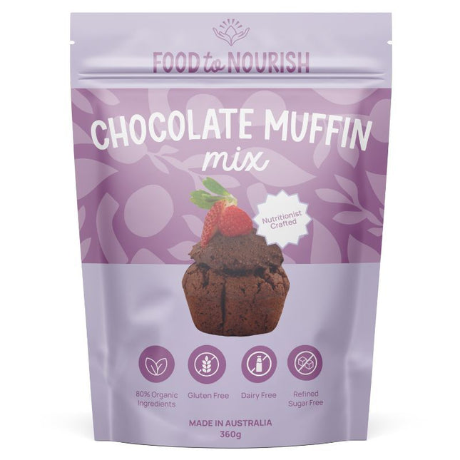 FOOD TO NOURISH FUDGY CHOCOLATE MUFFIN MIX 360G