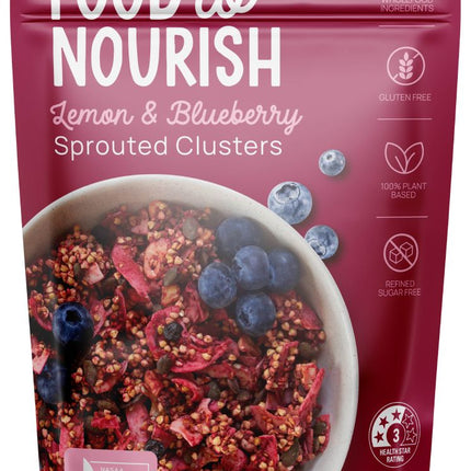 FOOD TO NOURISH CLUSTERS LEMON & BLUEBERRY 400G