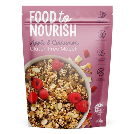 FOOD TO NOURISH MUESLI GF APPLE & CINNAMON 400G