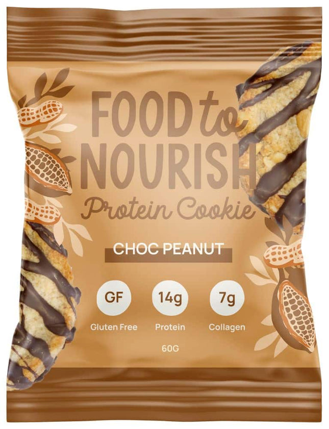 FOOD TO NOURISH PROTEIN COOKIE CHOC PEANUT 60G X 12