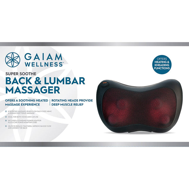Gaiam - Back & Lumbar Massager with Standard & Car Power Adaptor
