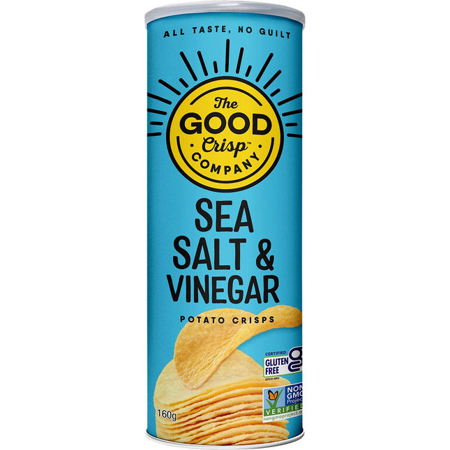 THE GOOD CRISP COMPANY Potato Crisps Sea Salt & Vinegar 8x160g | Sauce & Condiment