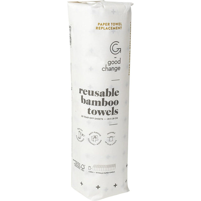 GOOD CHANGE STORE Reusable Bamboo Towels 20 Sheets | Eco Bathroom Product