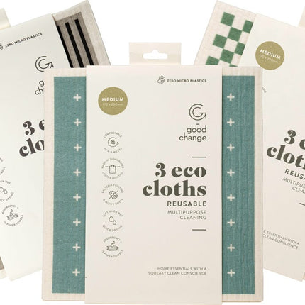 GOOD CHANGE STORE Eco Cloth Medium 3pk | Eco Cleaning Product