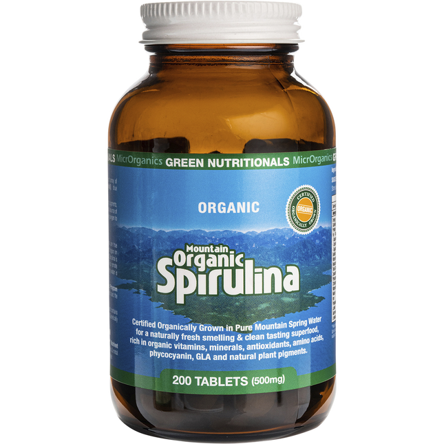 Green Nutritionals Mountain Organic Spirulina Tablets 500mg 200 Tabs