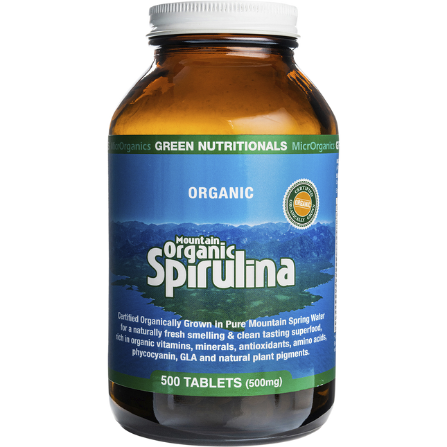Green Nutritionals Mountain Organic Spirulina Tablets 500mg 500 Tabs
