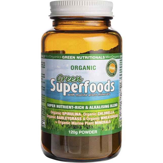 GREEN NUTRITIONALS Organic Green Superfoods Powder 120g | Superfood Powder
