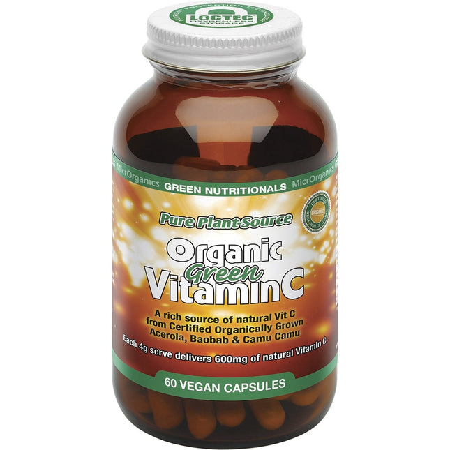 GREEN NUTRITIONALS Organic Green Vitamin C 600mg 60 Caps | Vitamin Supplement