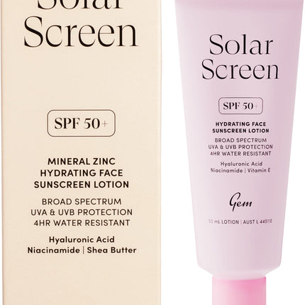 GEM Solar Screen SPF50+ Hydrating Face Sunscreen Lotion 50ml
