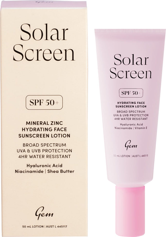 GEM Solar Screen SPF50+ Hydrating Face Sunscreen Lotion 50ml
