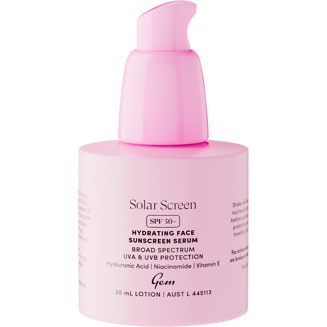 Gem Solar Screen SPF50+ Hydrating Face Sunscreen Serum 30ml