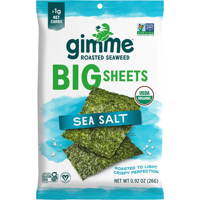 GIMME Roasted Seaweed Big Sheets Sea Salt 26g | Sleep & Relaxation Supplement