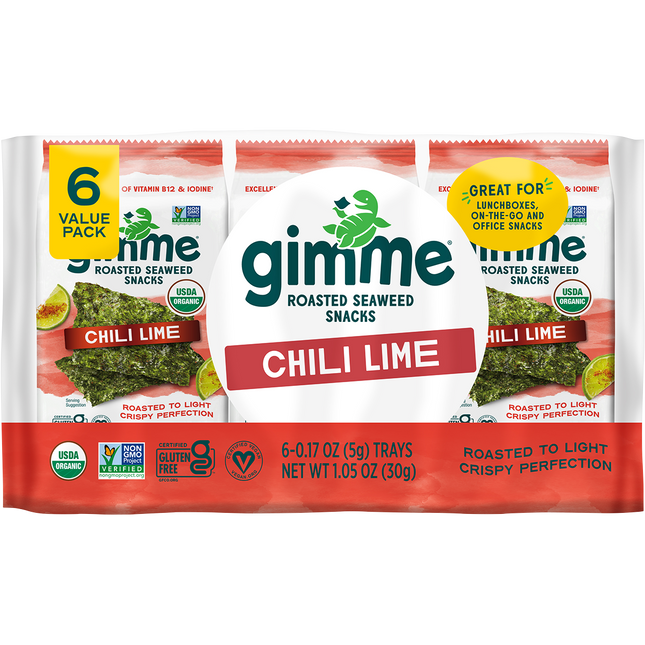 GIMME Roasted Seaweed Snacks Chili Lime 8x30g