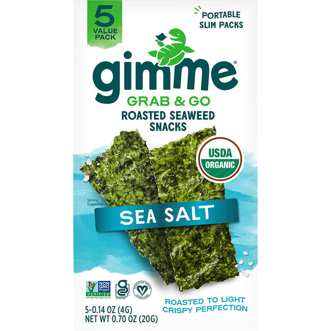 GIMME Roasted Seaweed Snacks Grab & Go Sea Salt 5x4g | Cooking Salt