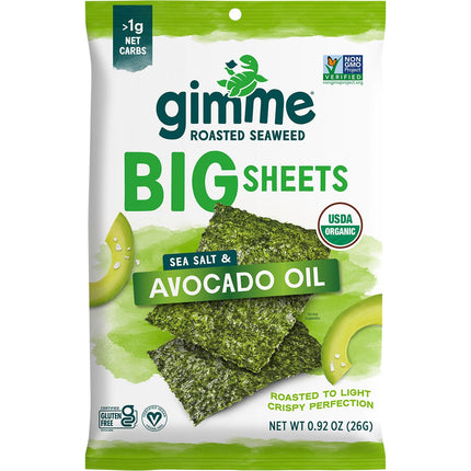 GIMME Roasted Seaweed Big Sheets Sea Salt&avocado Oil 26g | Sleep & Relaxation Supplement