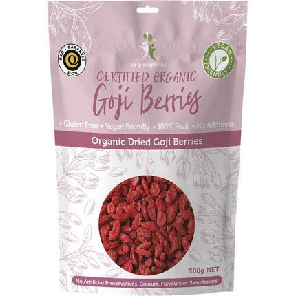DR SUPERFOODS Dried Goji Berries Certified Organic 500g | Dried Fruit