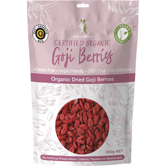 DR SUPERFOODS Dried Goji Berries Certified Organic 500g | Dried Fruit