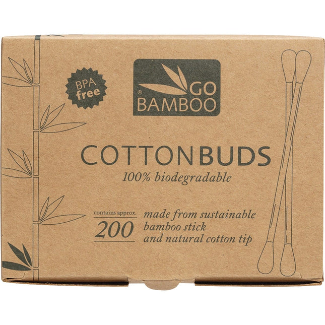 GO BAMBOO Cotton Buds 100% Biodegradable 200pk | Chocolate