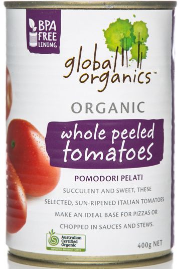 GLOBAL ORGANICS PEELED TOMATOES 400G