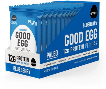 GOOGYS NATURAL PALEO PROTEIN BAR BLUEBERRY G/F 12X55G