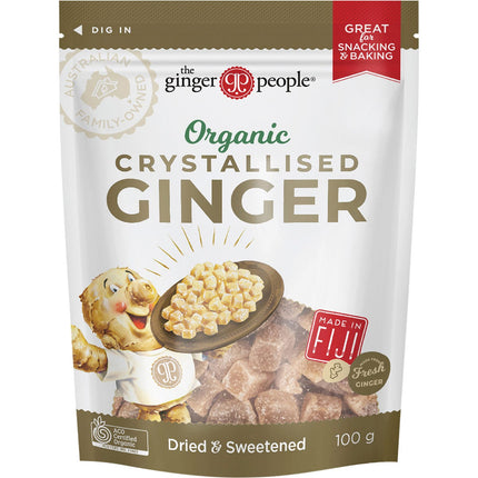 THE GINGER PEOPLE Organic Crystallised Ginger 8x100g | Snack