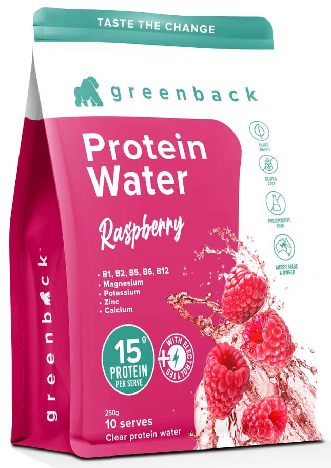 GREENBACK PROTEIN WATER RASPBERRY 250G