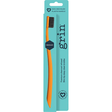 GRIN 100% Recycled Toothbrush Medium Lime, Orange x8 | Oral Care
