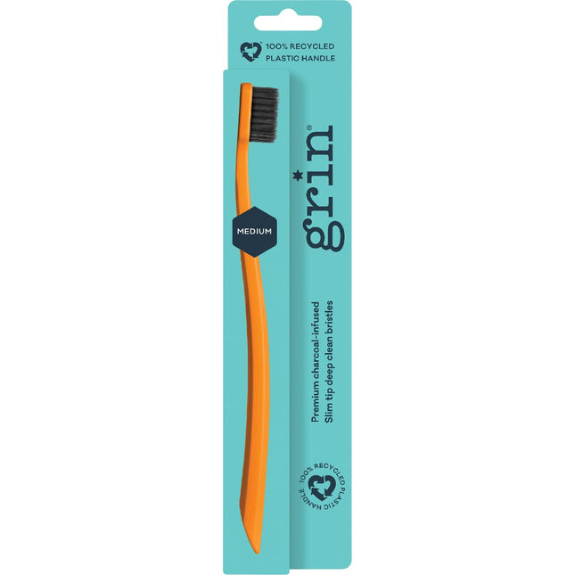 100% recycled toothbrush medium lime, orange - x8