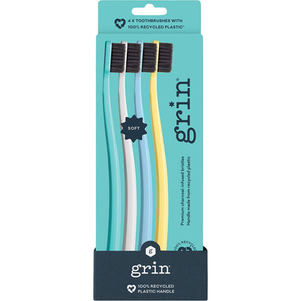 GRIN 100% Recycled Toothbrush Soft Summer 8x4pk | Oral Care