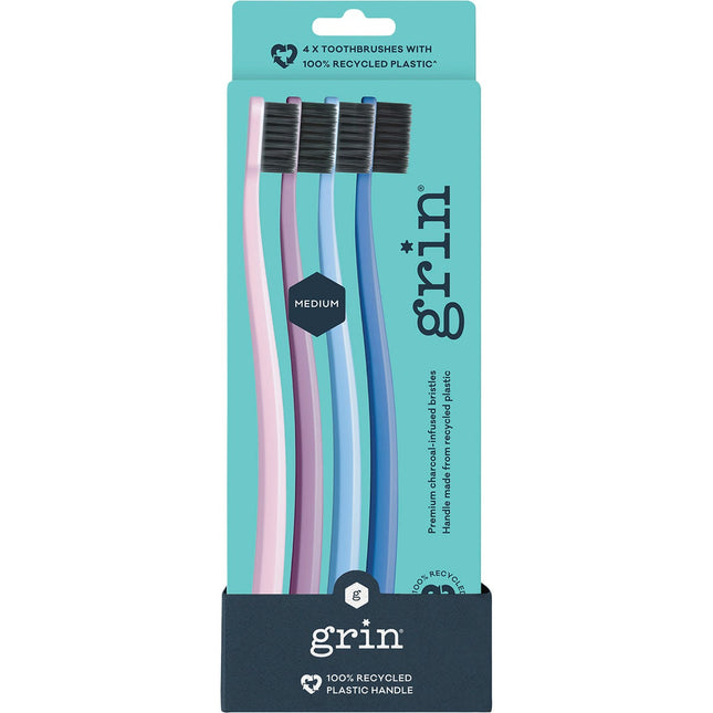 100% recycled toothbrush medium purple - 8x4pk