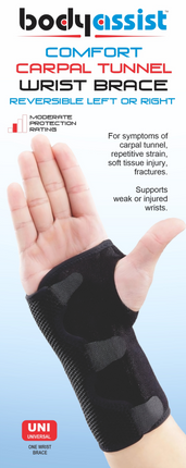 BODYASSIST COMFORT CARPAL/TUNNEL WRIST BRACE BLACK 1 SIZE