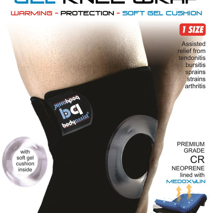 KNEE WRAP W/GEL PAT BUTTRESS BLACK (NLA)