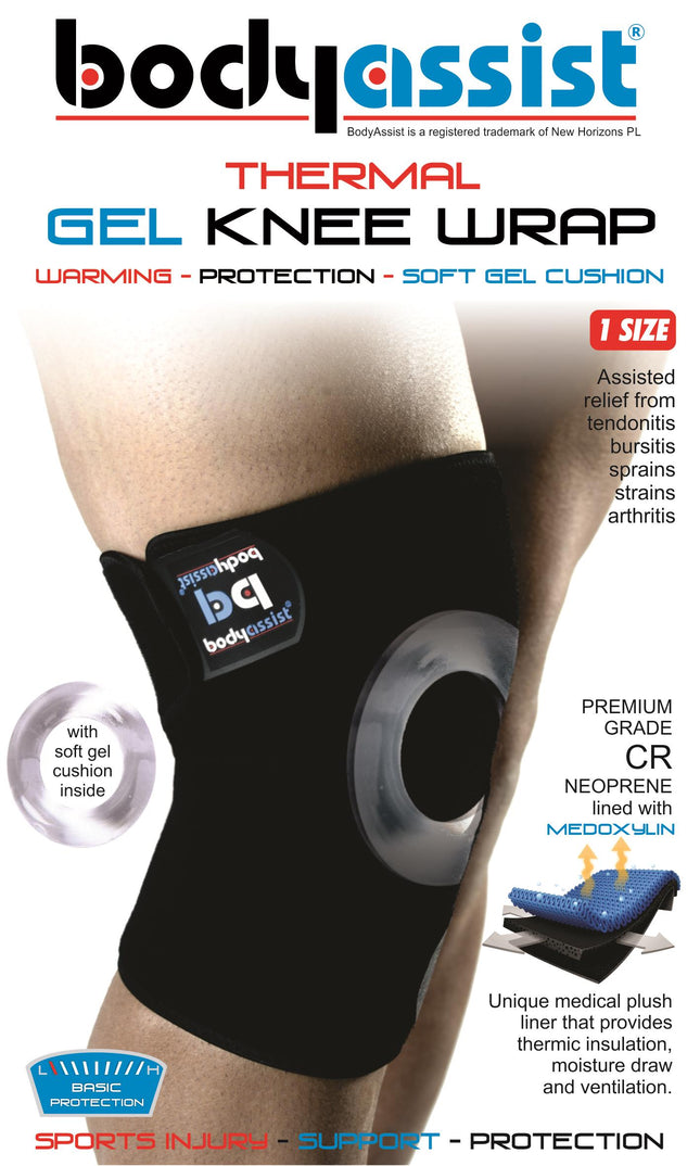 KNEE WRAP W/GEL PAT BUTTRESS BLACK (NLA)