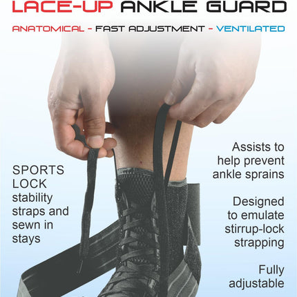 BODYASSIST Sport Lock Lace-Up Ankle Guard Black