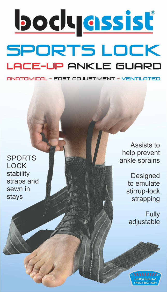 BODYASSIST Sport Lock Lace-Up Ankle Guard Black