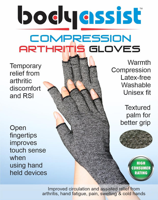 BODYASSIST Compression Arthritis Gloves Grey
