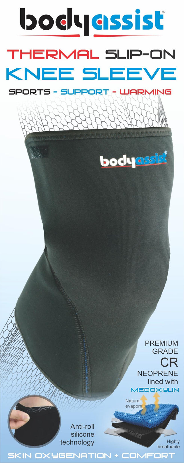 BODYASSIST Thermal Slip-On Knee Sleeve Black