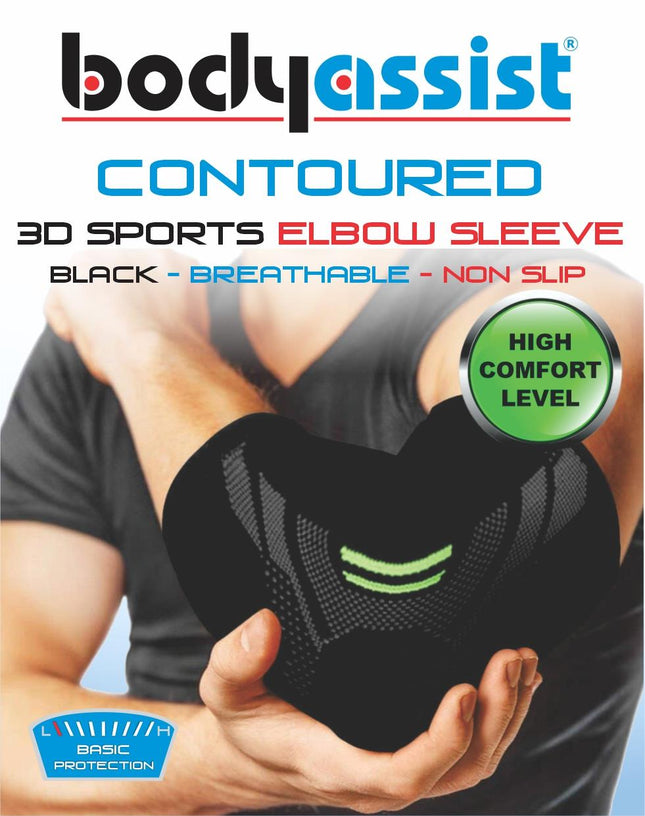 BODYASSIST Contoured Sports Elbow Sleeve Black