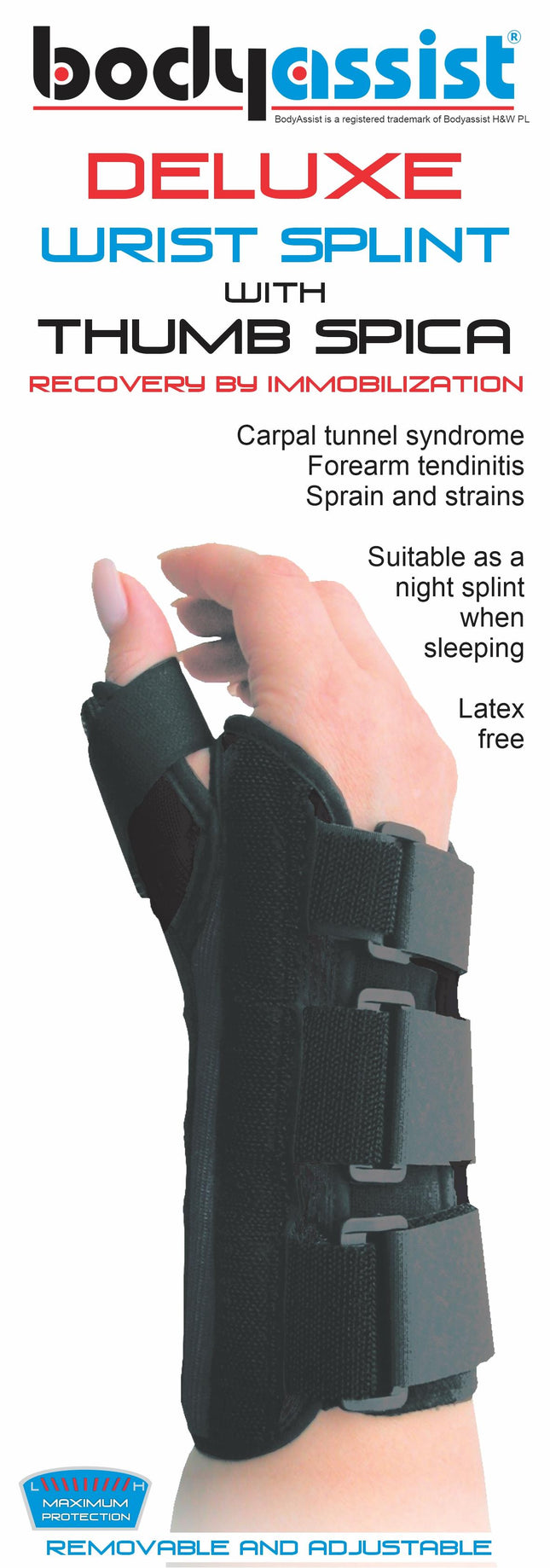 BODYASSIST Deluxe Wrist Brace & Thumb Spica Right