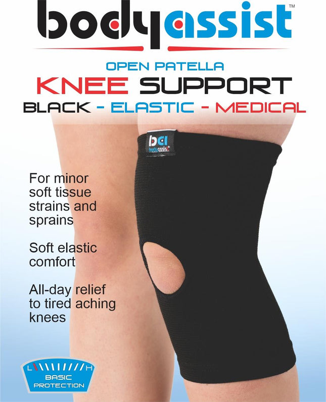 BODYASSIST Sports Elastic Knee Open Black