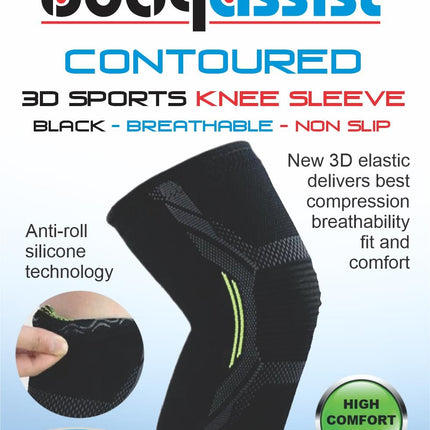 BODYASSIST CONTOURED SPORTS KNEE SLEEVE BLK