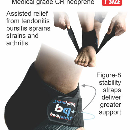 THERMAL ANKLE WRAP + STABILISERS BLACK