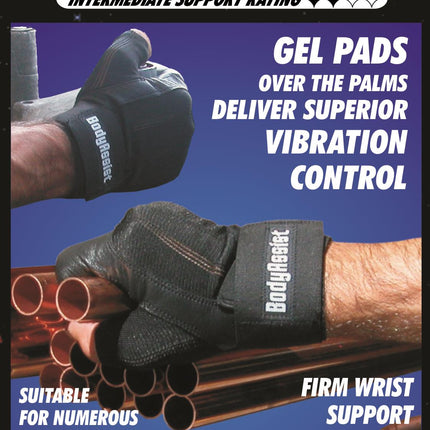 BODYASSIST Shock Absorbing Leather Half Gloves