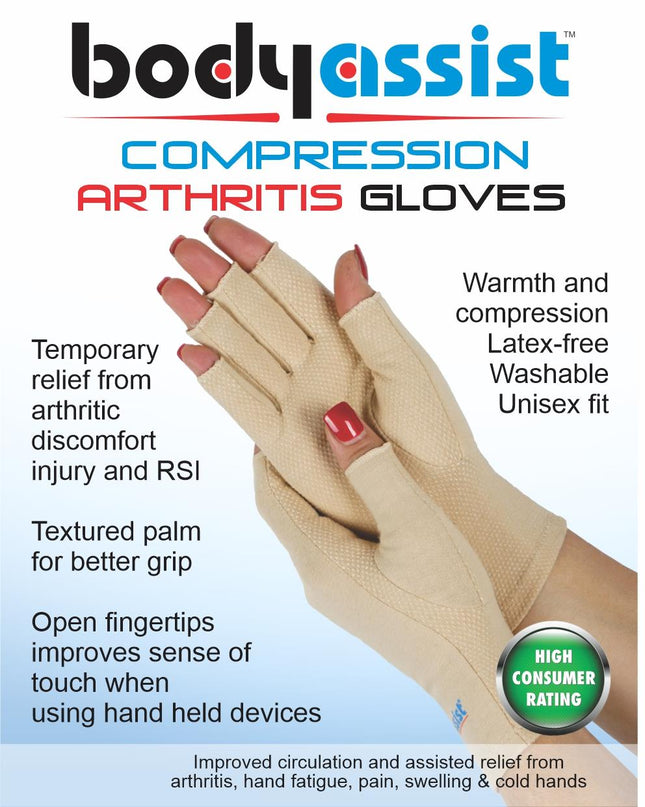 BODYASSIST Compression Arthritis Gloves Beige