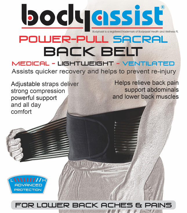 BODYASSIST Power Pull Sacro Back Belt Black